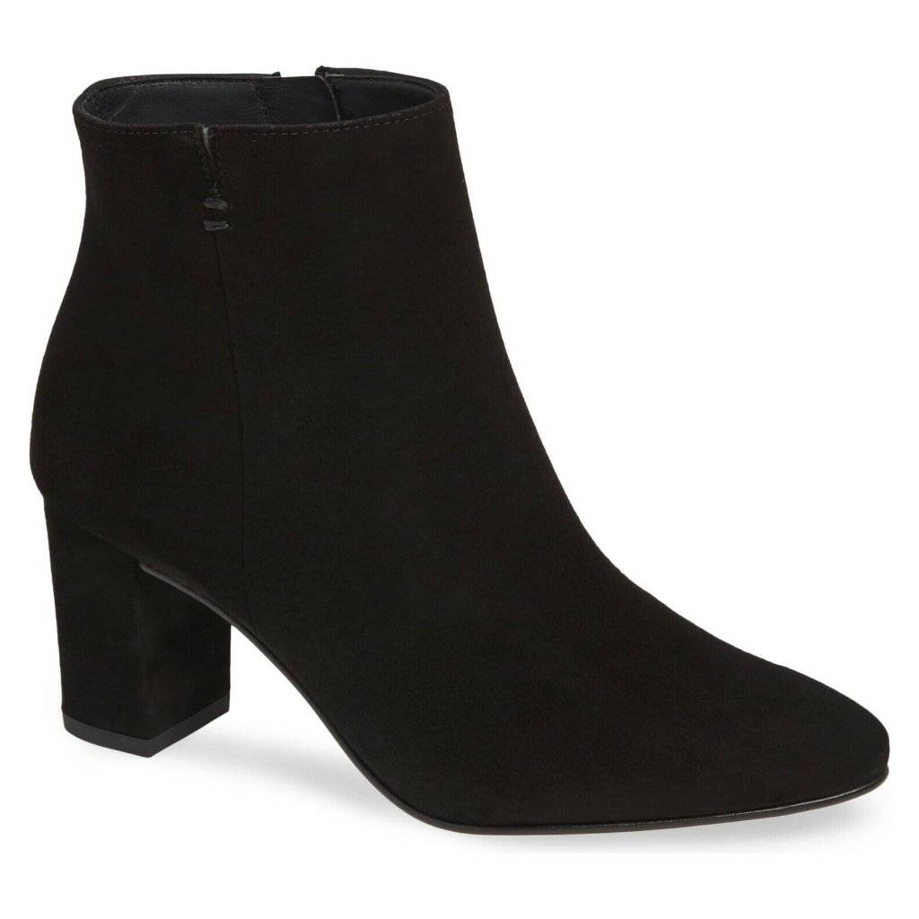 $440 Paul Green Valerie Suede Block Bootie Black Almond Sock 8 (Tpo2)
